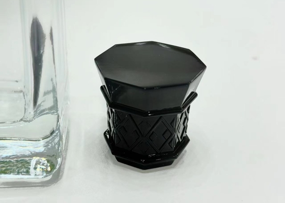 주문 고품질 반짝이는 표면 검은색 향수 병 캡 사용자 정의 향수 병 뚜?? online manufacture
