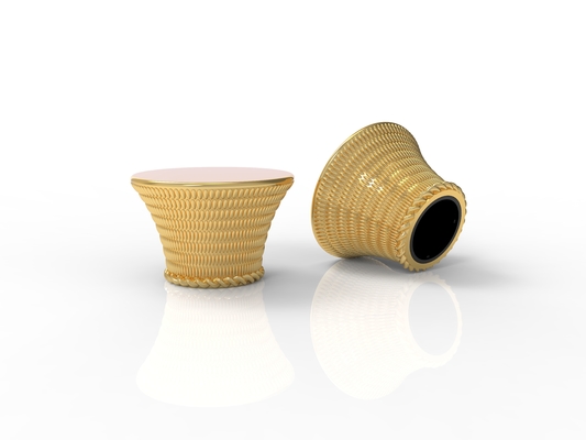 주문 반짝이는 금 T 모양의 Zamak 향수 캡 주황 향수 병 캡 online manufacture