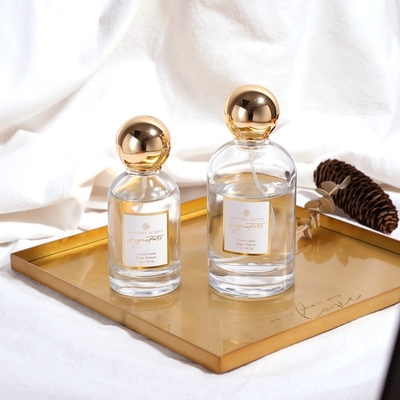 주문 OEM 비어 있는 라운드 글라스 자막 금 고급 향수병 50ML 100ML online manufacture